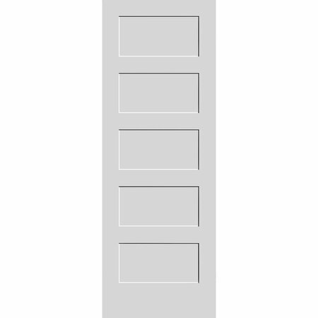 CODEL DOORS 28" x 84" Primed 5-Panel Equal Panel Interior Shaker Slab Door 2470pri8405